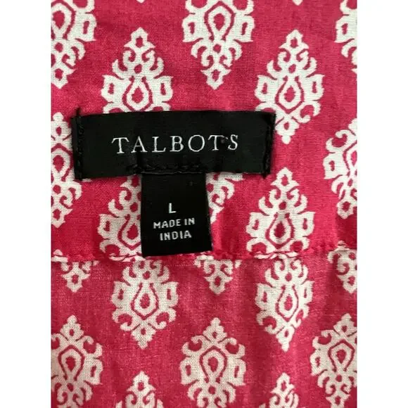 TALBOTS Women's Pink White Medallion Foulard Embroidered Tunic Top - Picture 6 of 9